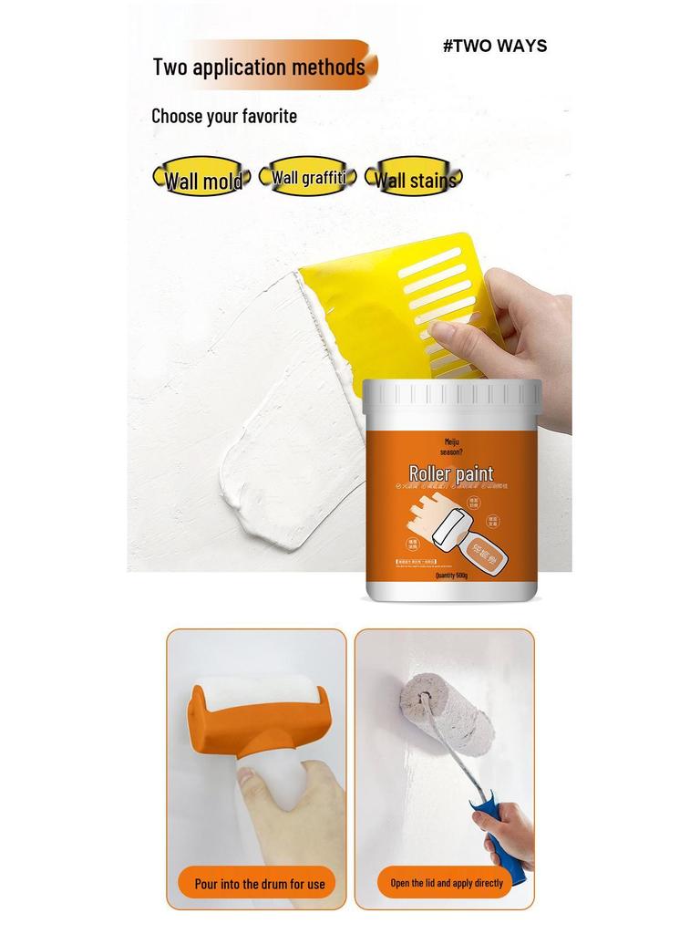 Orange Wall Large Roller White Water-Based Latex Paint - Low-Odor Interior Repair Paint