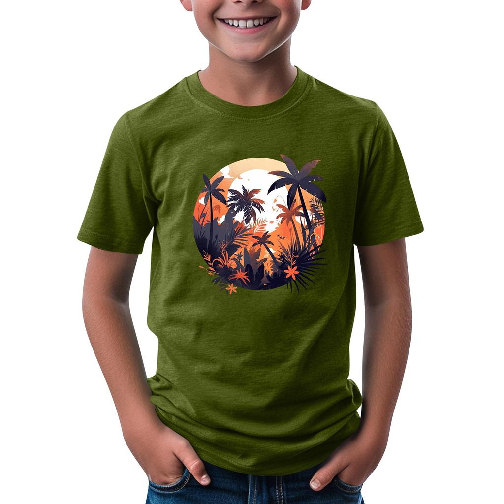Children's Fashion Daily Printed Round Neck Short Sleeved Casual T-shirt Top