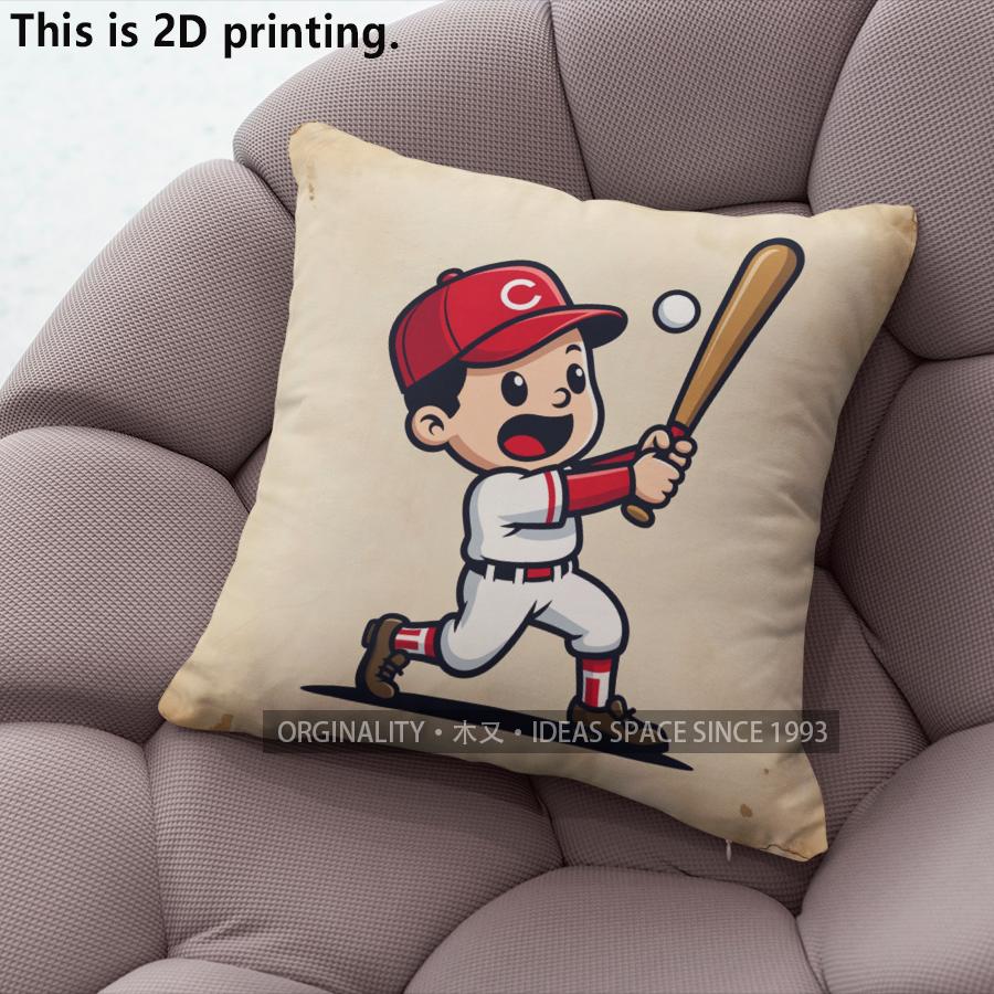 Vintage Cartoon Baseball Player Throw Pillow Covers Pattern Cushion Cover Suitable for Sofa Bedroom Car Pillow Cover