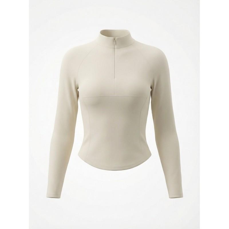 Womens Tennis Sport Set Long Sleeve Zipper Collar Skirted Outfit Striped Pleated Gym Workout Suit