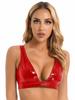Women's PVC Leather Wide Shoulder Shelf Bra Top Underwired Push Up Bralette Lingerie Clubwear