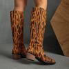 Mode Retro Wildleder Leopard Kniestiefel 2025 Neue Frühling und Herbst Hohe Stiefel