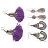 3 Pairs Ethnic Tassel Earrings Set Comfortable Lightweight Safety Vintage Ethnic Earrings for Women