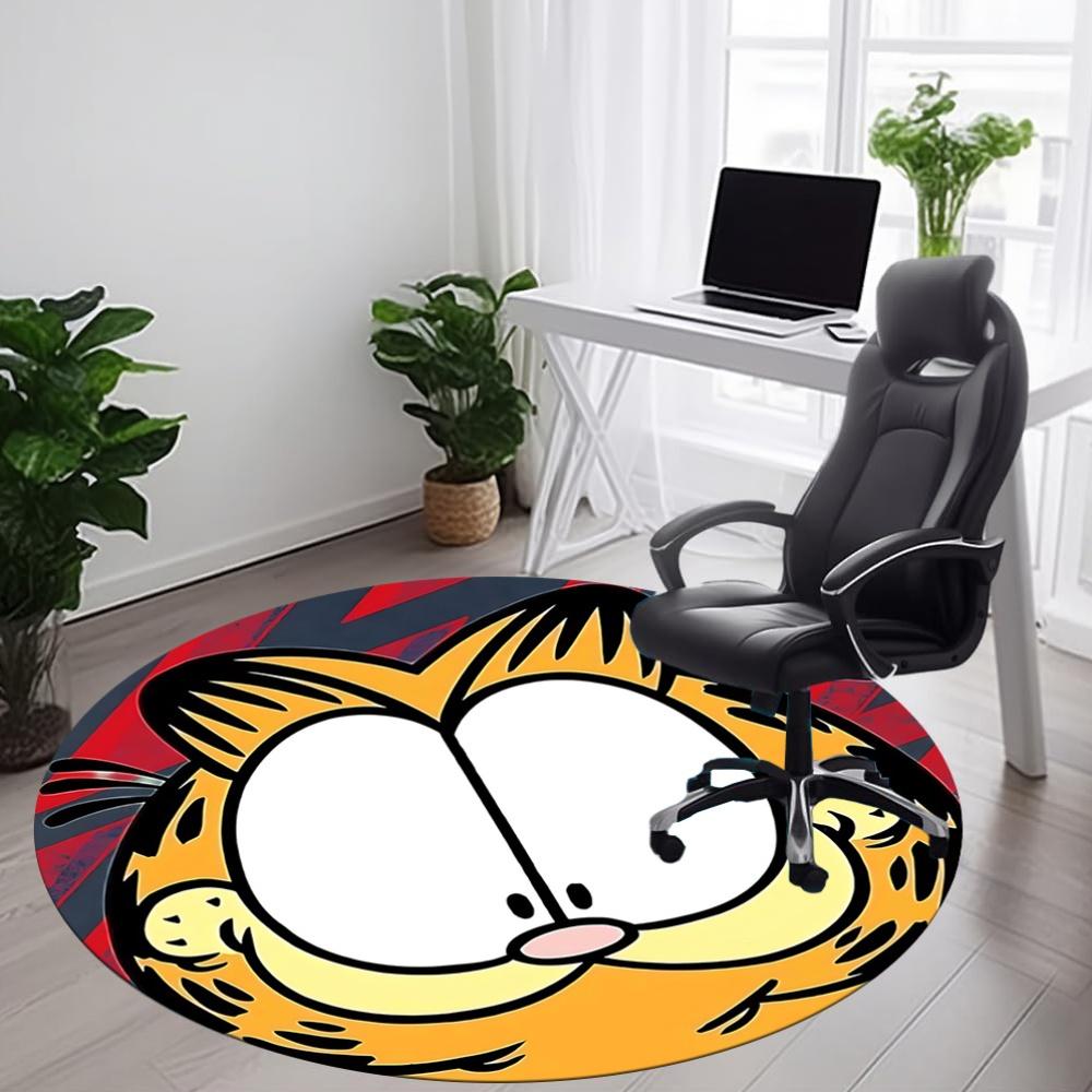 1pc Garfield Cat Office Round Area Rug, Under Office Chairs Bedroom Living Room Home Decor, Room Deco