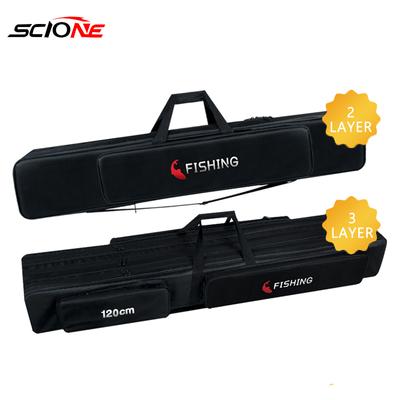 Portable Multifunctional Fishing Bag Carrier Canvas 110/120CM Fishing Rod Bags Two / Three Layer Storage Case for Pesca XA143G