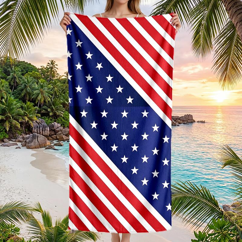 Amerikanische Flagge Mode Strandtuch: Ideal für Sommerabenteuer Weich, saugfähig und schnell trocknend geeignet zum Schwimmen und Baden