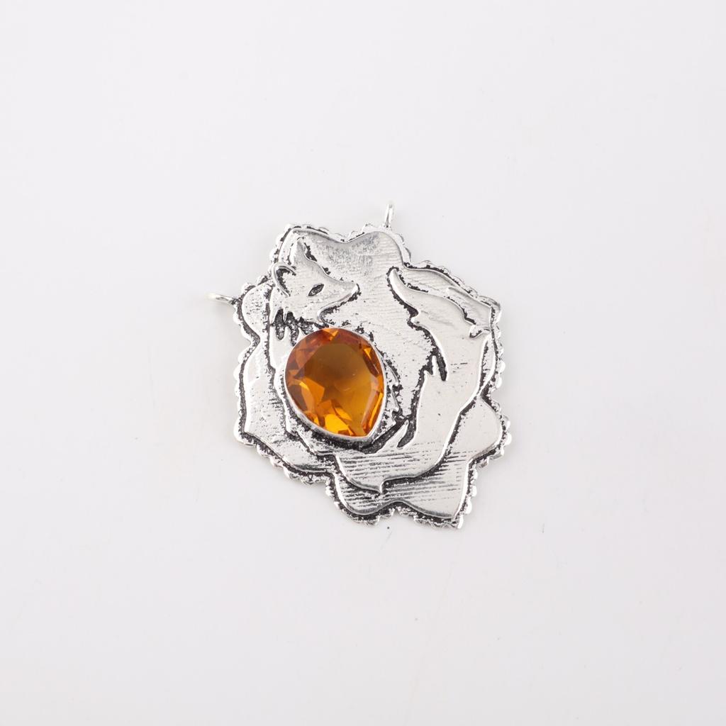 Rare Citrine Gemstone 925 Sterling Silver Jewelry Pendant 1.29" Gift For Women CP-32-11