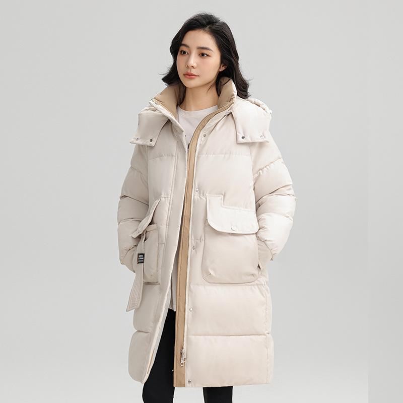Down Cotton-padded Clothing Women's Long Autumn and Winter New Thickened Loose and Thin Temperament Cotton-padded Jacket