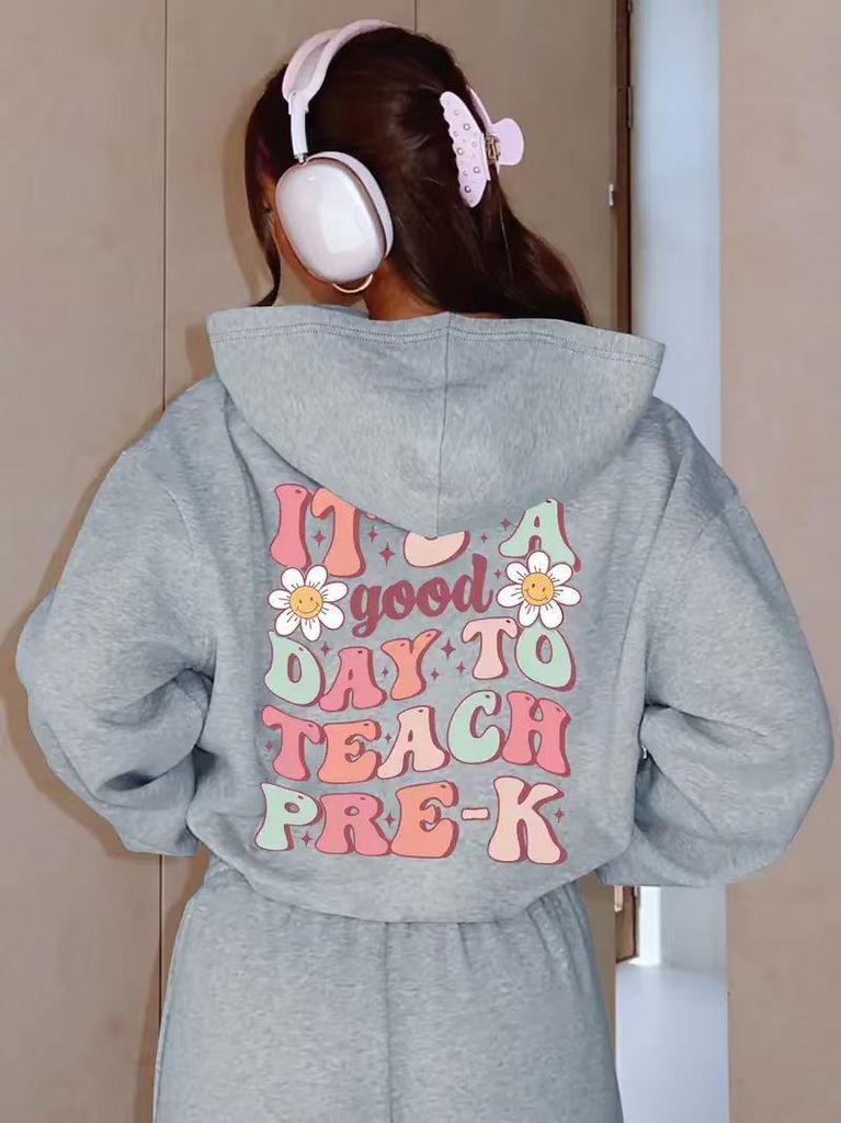 2025 New Arrival Hooded Sweatshirt - Loose Casual Spring/Autumn Versatile Outerwear with 'IT'S GOODDAY' Lettering