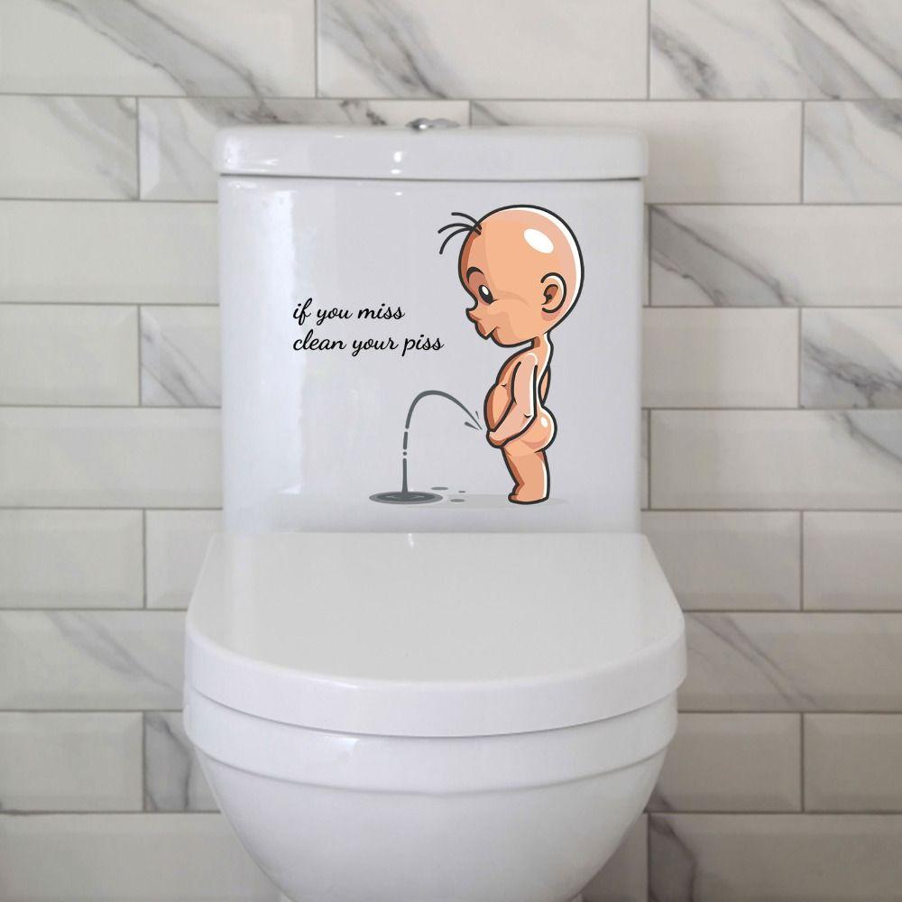 Self-adhesive Toilet Decals Easy to Scrub Bowl Lid Art Mural Children Pee Sticker  Children's Room