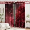 2D Flat Printing 2pcs Curtain Party Curtain Valentine's Red Roses Digital Printed Polyester Drapes All Season Party & Holiday