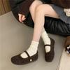 Retro Gentle Fairy Fluffy Shoes Female 2025 Autumn and Winter New Outer Wear Korean Version Flat-bottomed Velvet Mary Jane Single Shoes