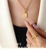 18K Gold-Plated Geometric Necklace with OT Buckle and Zircon Inlays