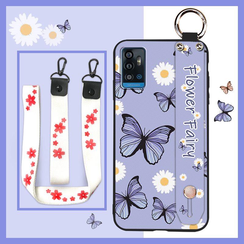 Waterproof Silicone Phone Case For ZTE Blade A71/Optus X Swift 5G Durable Fashion Design Lanyard Oil Painting Ring