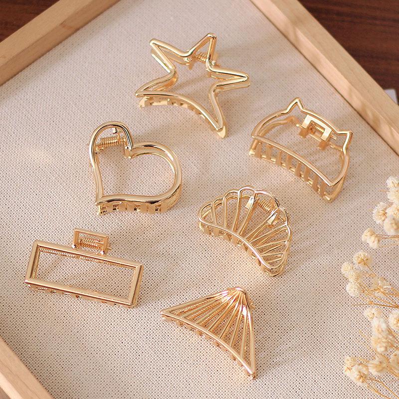 Fashion Alloy Round Chain Hairpin Women'S Back Of Head Shark Clip Medium Geometric Small Grab Clip Headgear Hairpin