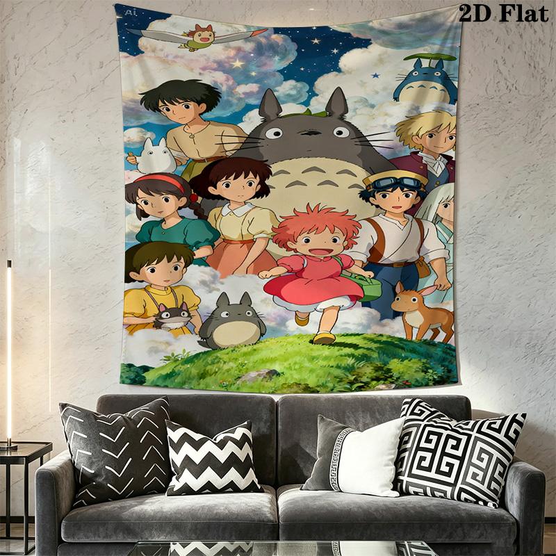 Neighbor Totoro Adventure Forest Tapestry Background Cloth Wallmounted Work Of Art Christmas Gift Atmospheric Background Cloth