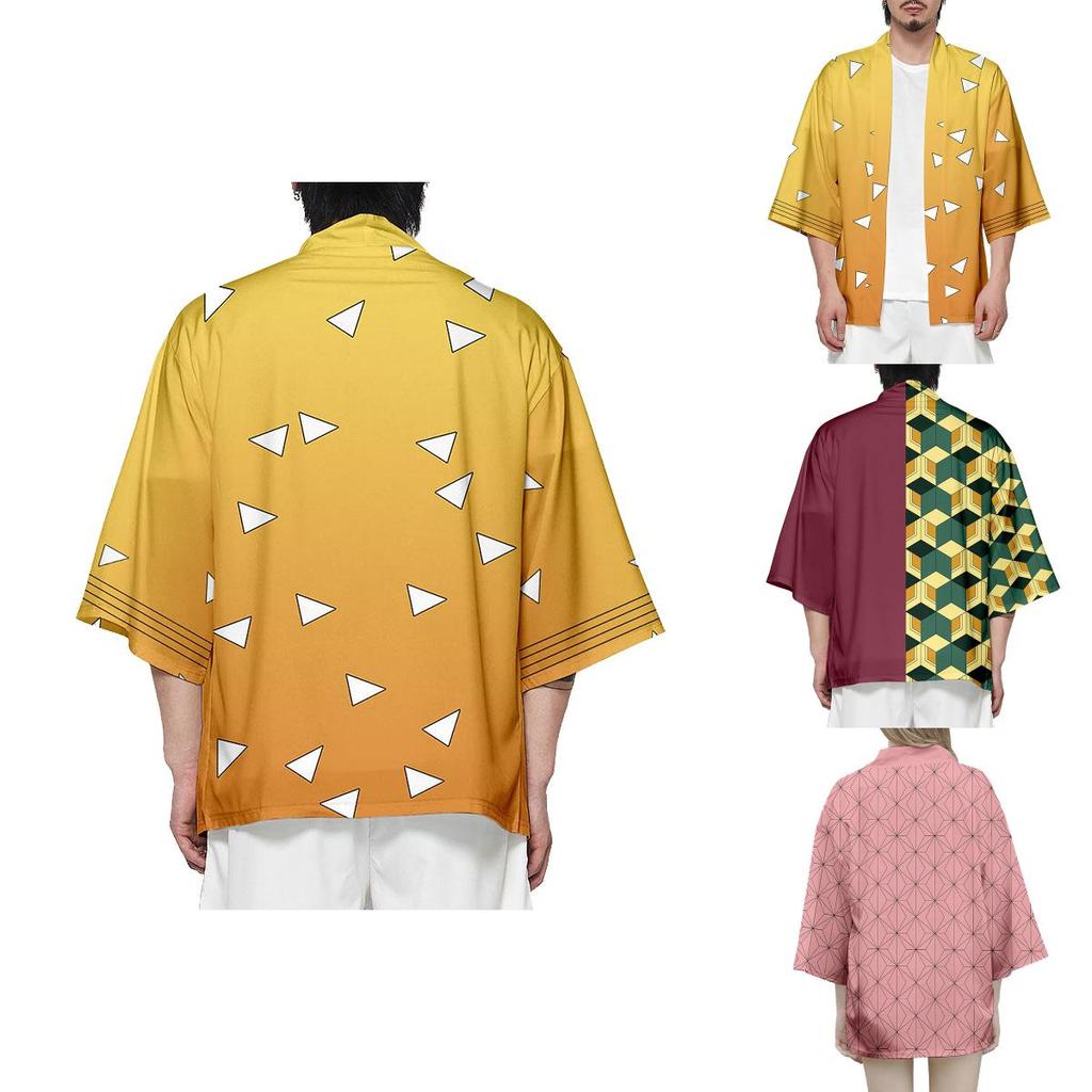 Haori Kimono Larga Traspirante di Alta Qualità Anime Demon Slayer Kimetsu No Yaiba Kamado Nezuko Cosplay Top