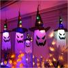 5pcs 45cm Hanging Halloween Glowing Hat With LED Light String Indoor And Outdoor Party Decorations