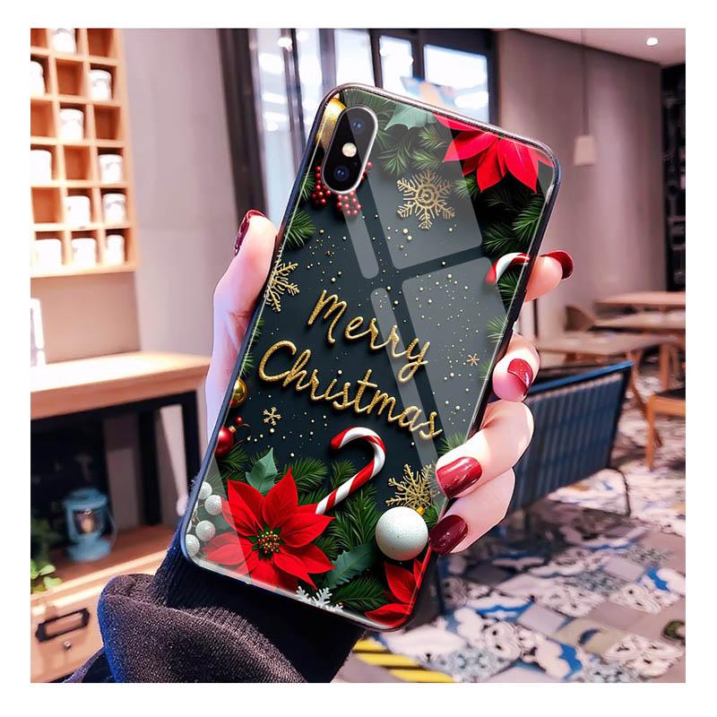 

Santa Christmas Tree Glass phone case For iPhone 17 Pro Max Air 17 16 15 14 13 Pro Max 15 16 Pro 15Plus Case iphone 13