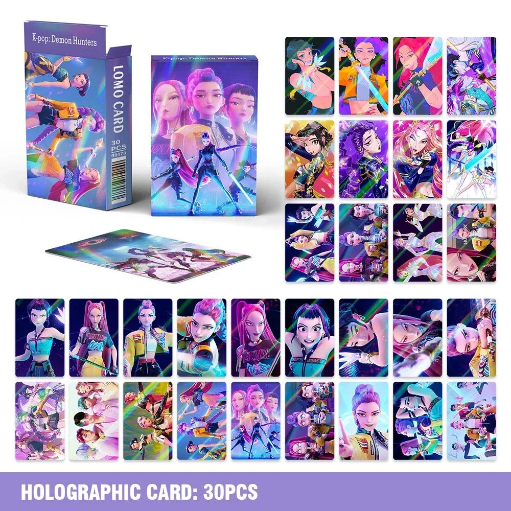 LOMO Small CardsNew Kpop Demon Hunters 30 Laser Cards K-POP Witch Hunt CartoonSeries Accessories    Notepad