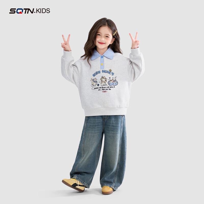 Girls Polo Collar Long Sleeve Sweatshirt 130