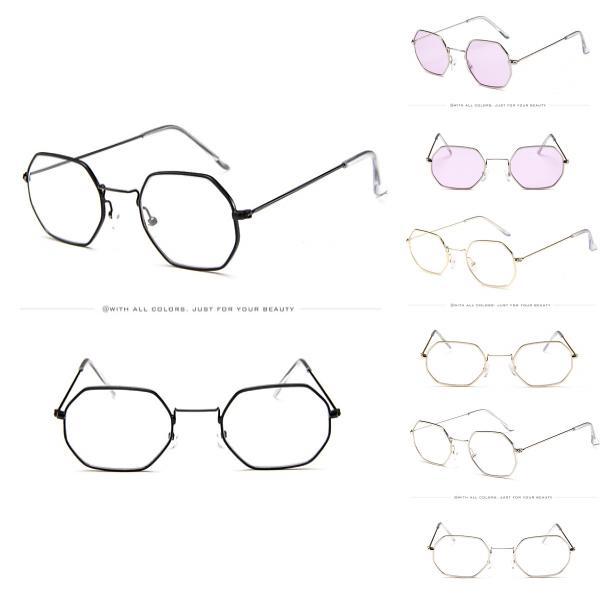 Fashion Men Hexagon And Women Square Sunglasses With Stylish Mirror Finish And Clear Glasses