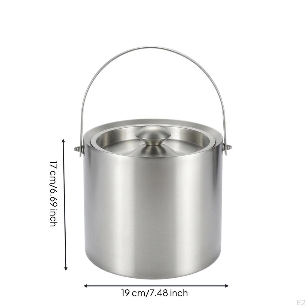 Ice Bucket with Lid Stainless Steel Insulated Easy to Chilled Drink