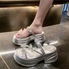 Fashion NEW Casual 7CM Wedge Slippers Women Summer Crystal Butterfly Platform Sandals Woman Open Toe Comfortable Female Chunky Shoes