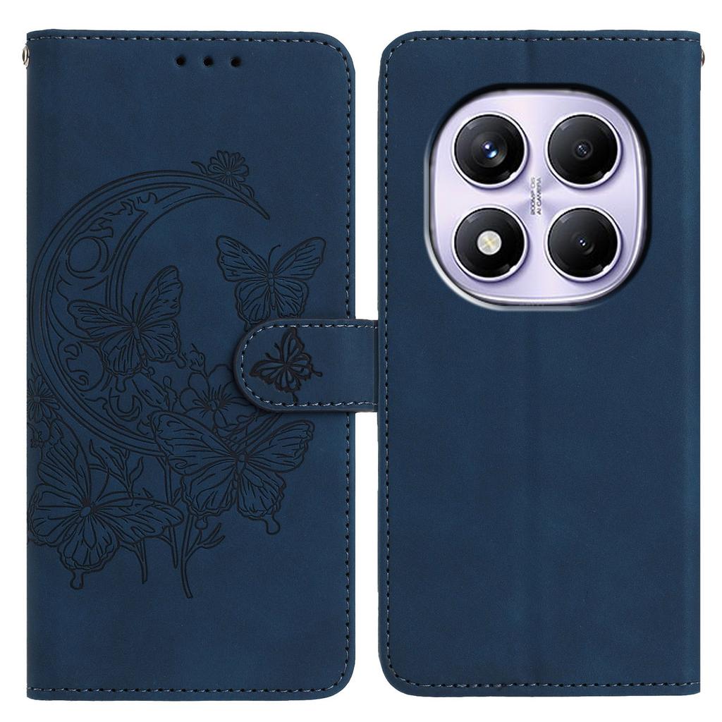 PU-lærveske til Xiaomi Redmi Note 14 Pro+ 5G/Note 14 Pro 5G/Poco X7 5G Sommerfugl Blomst Trykket Lommebok Stativ Telefondeksel