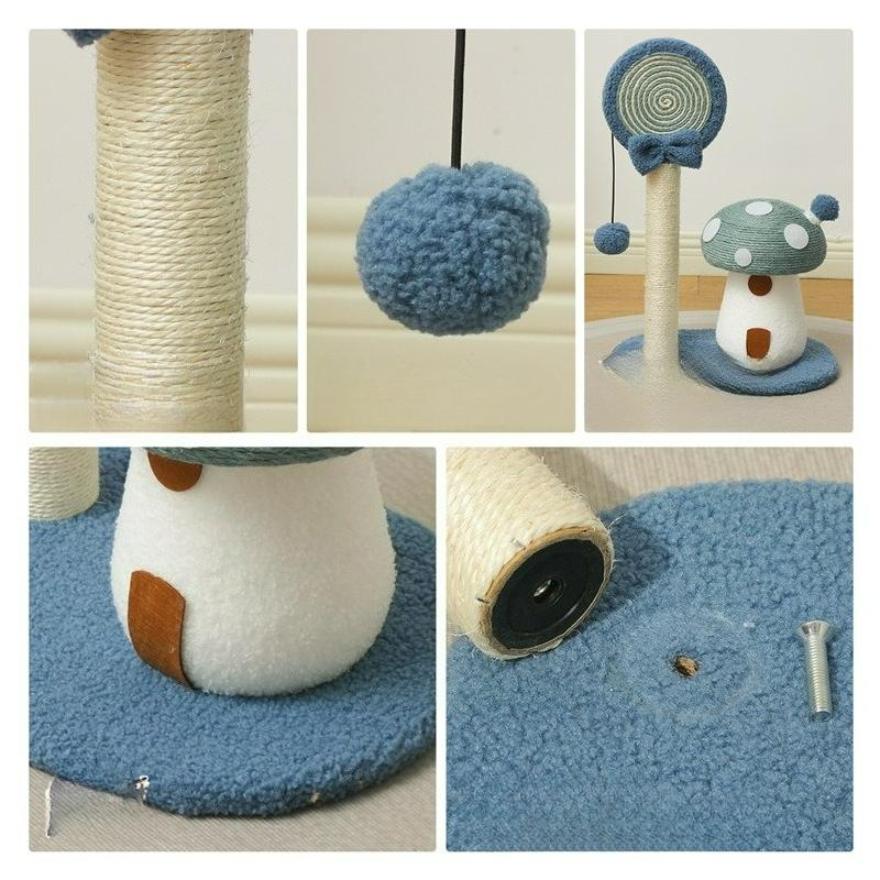 Mushroom Design Cat Scratching Post , Natural Sisal Cat Scratcher with Stable Base, Durable Non-Shedding for Indoor Cats