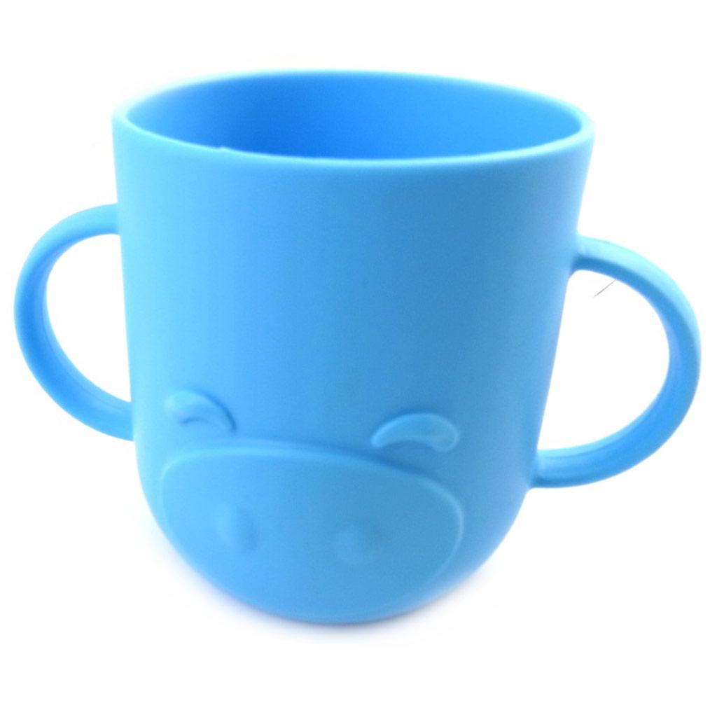 Les Trésors De Lily [M6345] - Gobelet bébé silicone 'Animaux' bleu - 7x8 cm