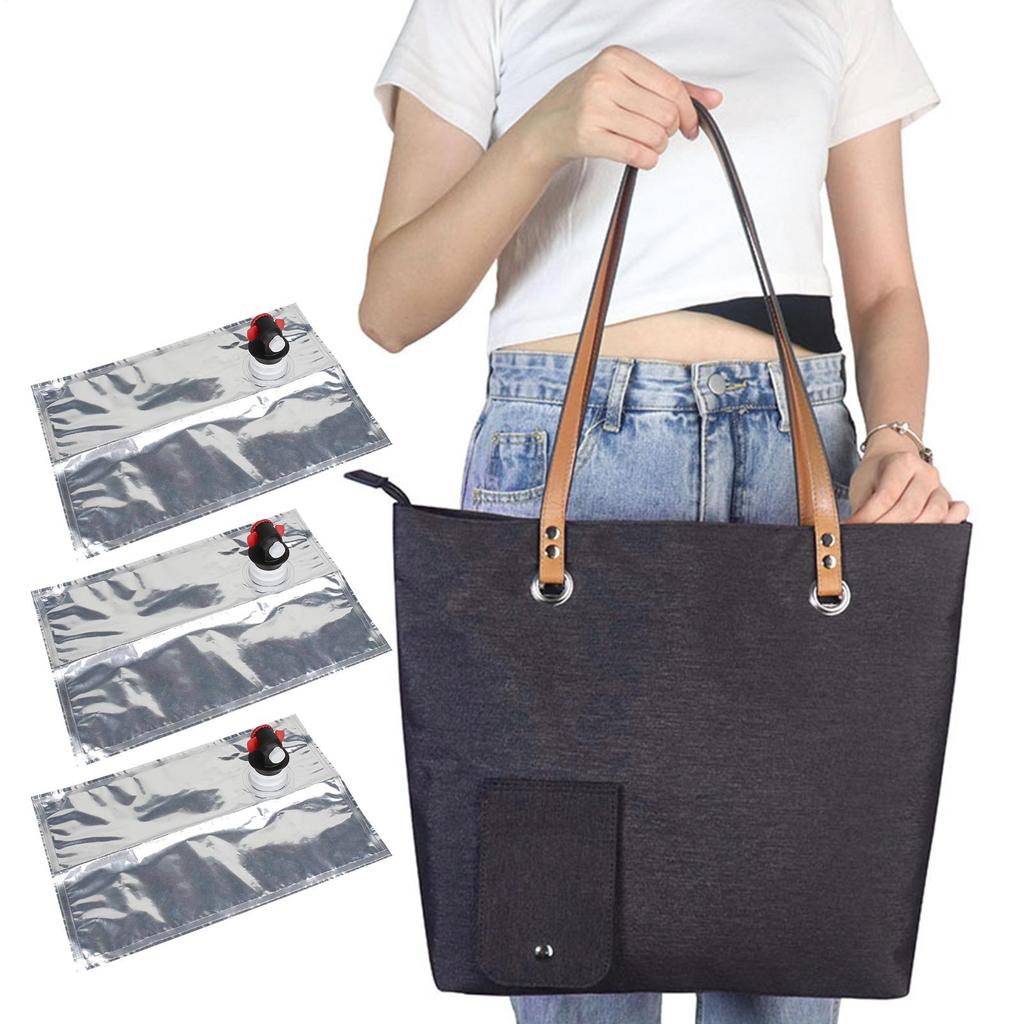 Beach Wine Tote Bag Portable Insulated Ice Pack Wine Dispensing Tote with 3 Drink Dispenser Leakproof Wine Bag Dispenser