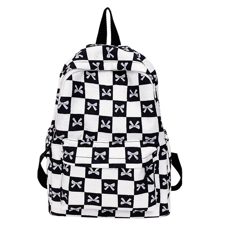 

Cute Bow Backpack for Girls, A Versatile and Lightweight Checkered Backpack for High School Students