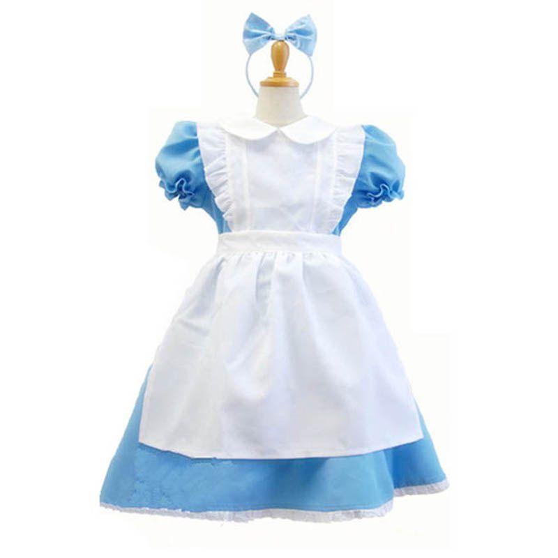 Wonderland Alice In Costume Halloween Maid Kids Lolita Fancy Cosplay Dress