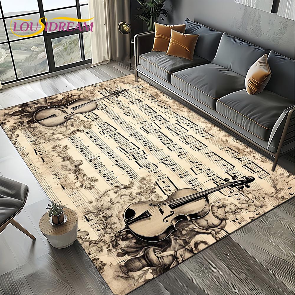Note Music Colorful Musical Score Cartoon Dream Carpet Rug for Living Room Bedroom Home Sofa Decoration,Kid Non-slip Floor Mat