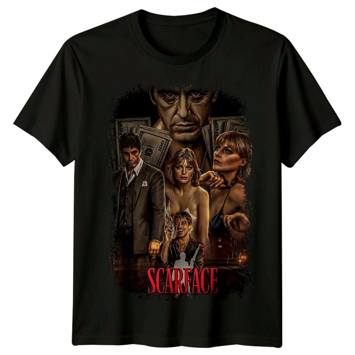 Scarface (1983) Movie Poster Inspired 100% Cotton T-shirt Mens Tees Top Retro Classic Film Tee Unisex 4XL