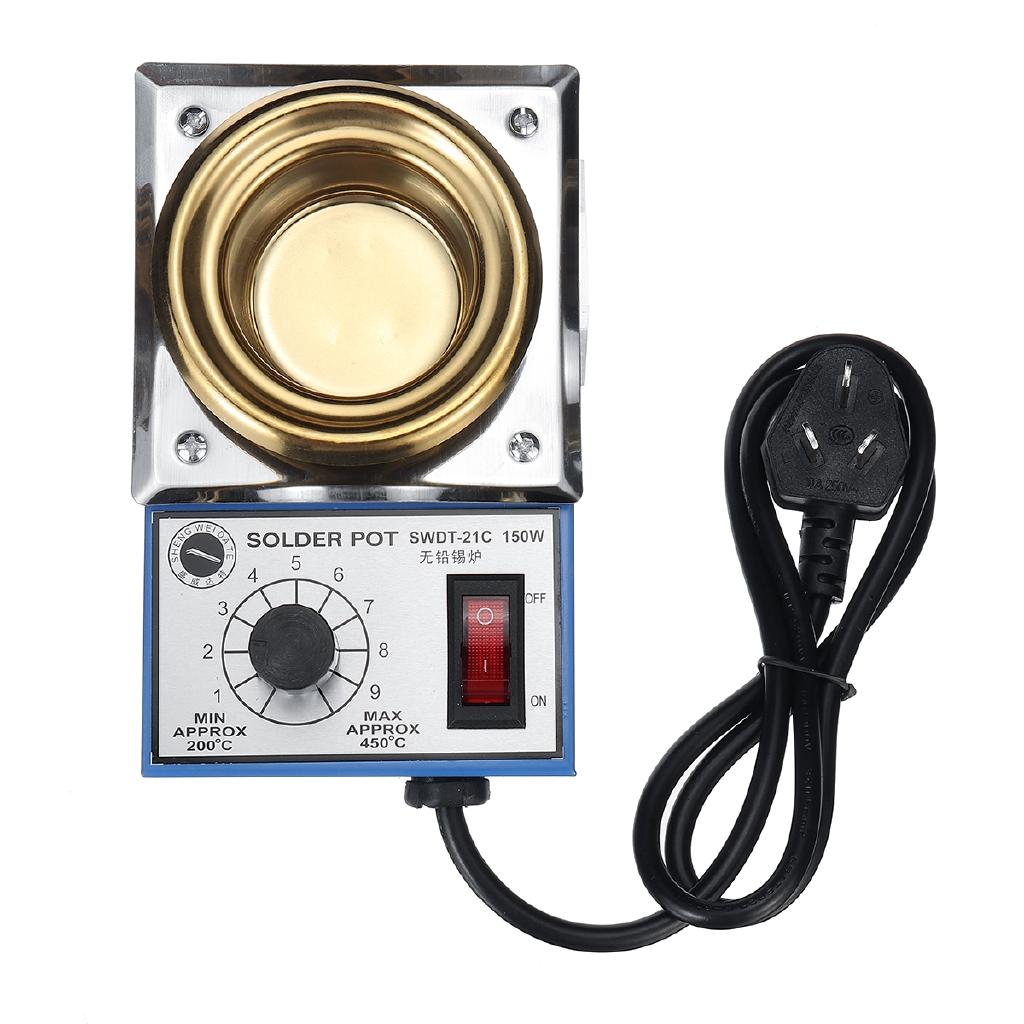 220V Soldeertin Smeltpot Soldeer Desoldeerbad Titanium Plaat 50mm 1200-450 Celsius Elektrische Soldeerbouten 50W