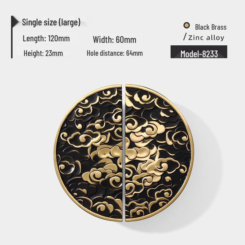 Chinese Style Gold Auspicious Cloud Half-Round Drawer Handles