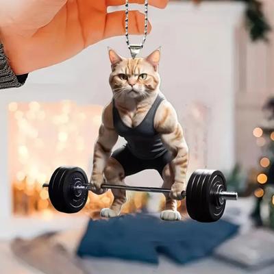 Acrylic Cat Pendant Hanging Decoration with Lanyard Easy To Hang Rearview Mirror