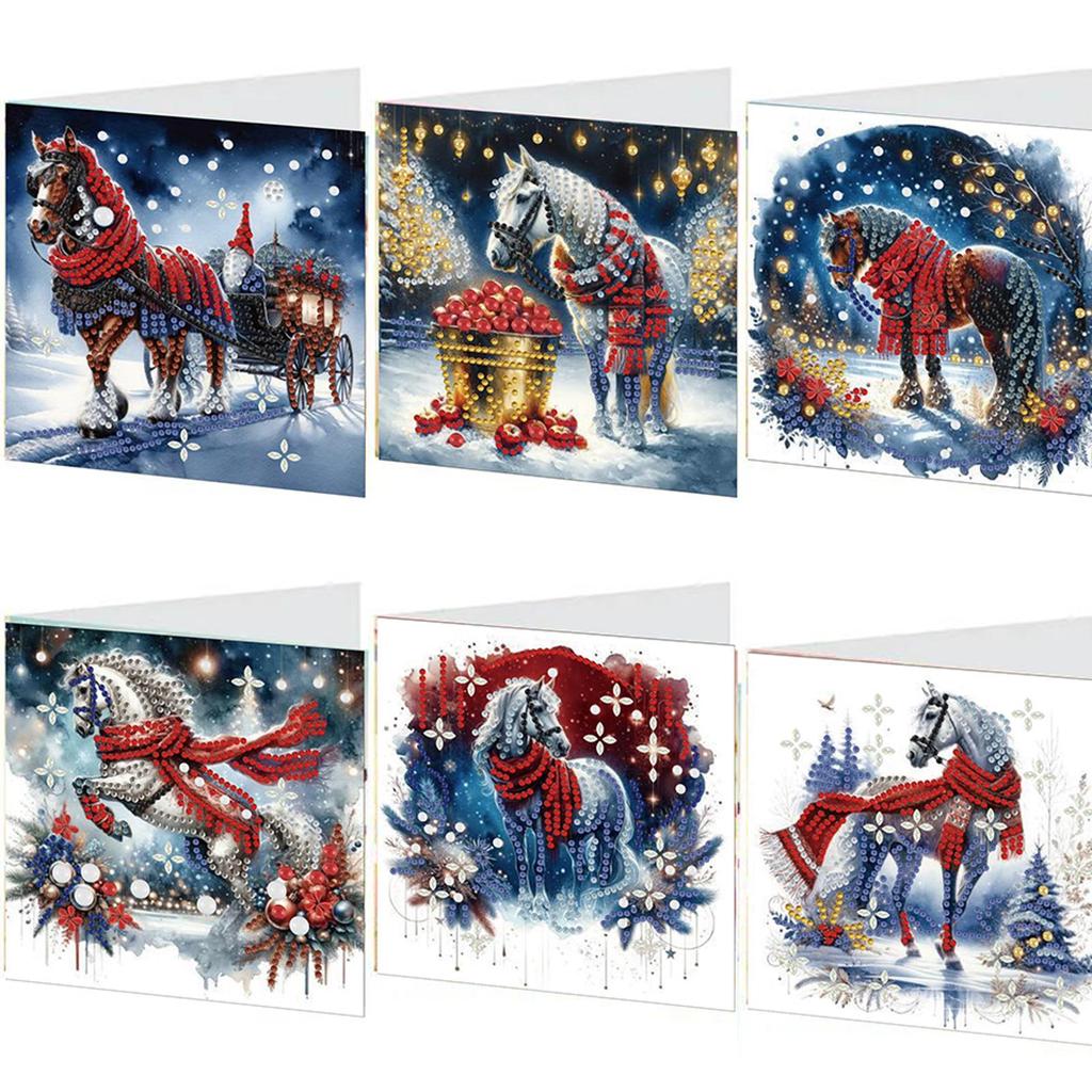 6Pcs Christmas DIY Diamond Art Greeting Cards Diamond Painting Greeting Card Kit for Adults DIY Craft Family Friend Xmas Gifts