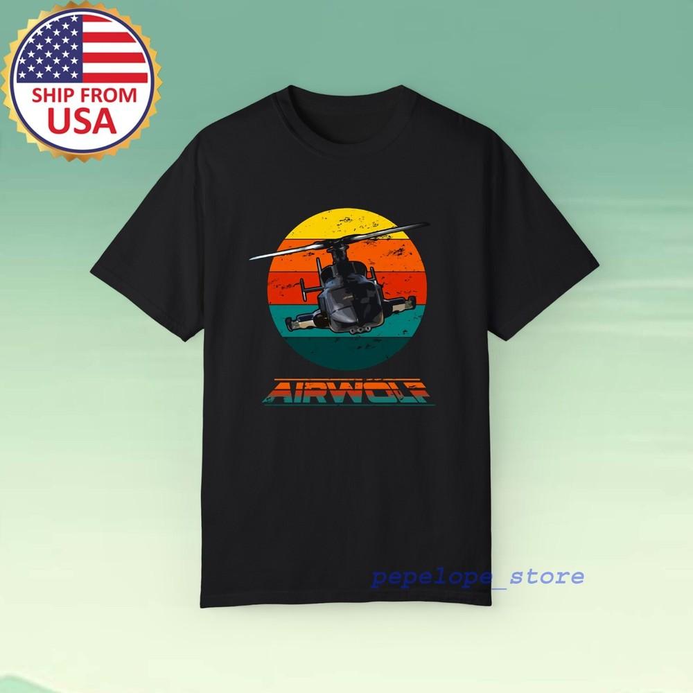 

Air Wolf Helicopter Retro TV Series Men#039;s Black Size S5XL Unisex T-Shirt L