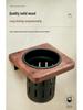 Wall-Mounted Walnut Toilet Brush Set - Dead Corner-Free Cleaning