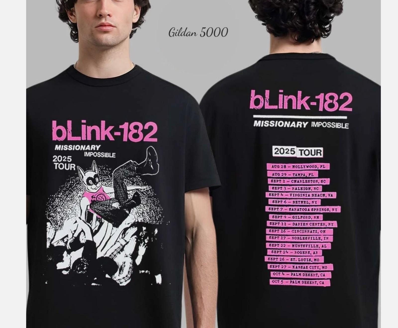 

Blink 182 Missionary Impossible 2025 Tour Мерч Черная футболка 4XL