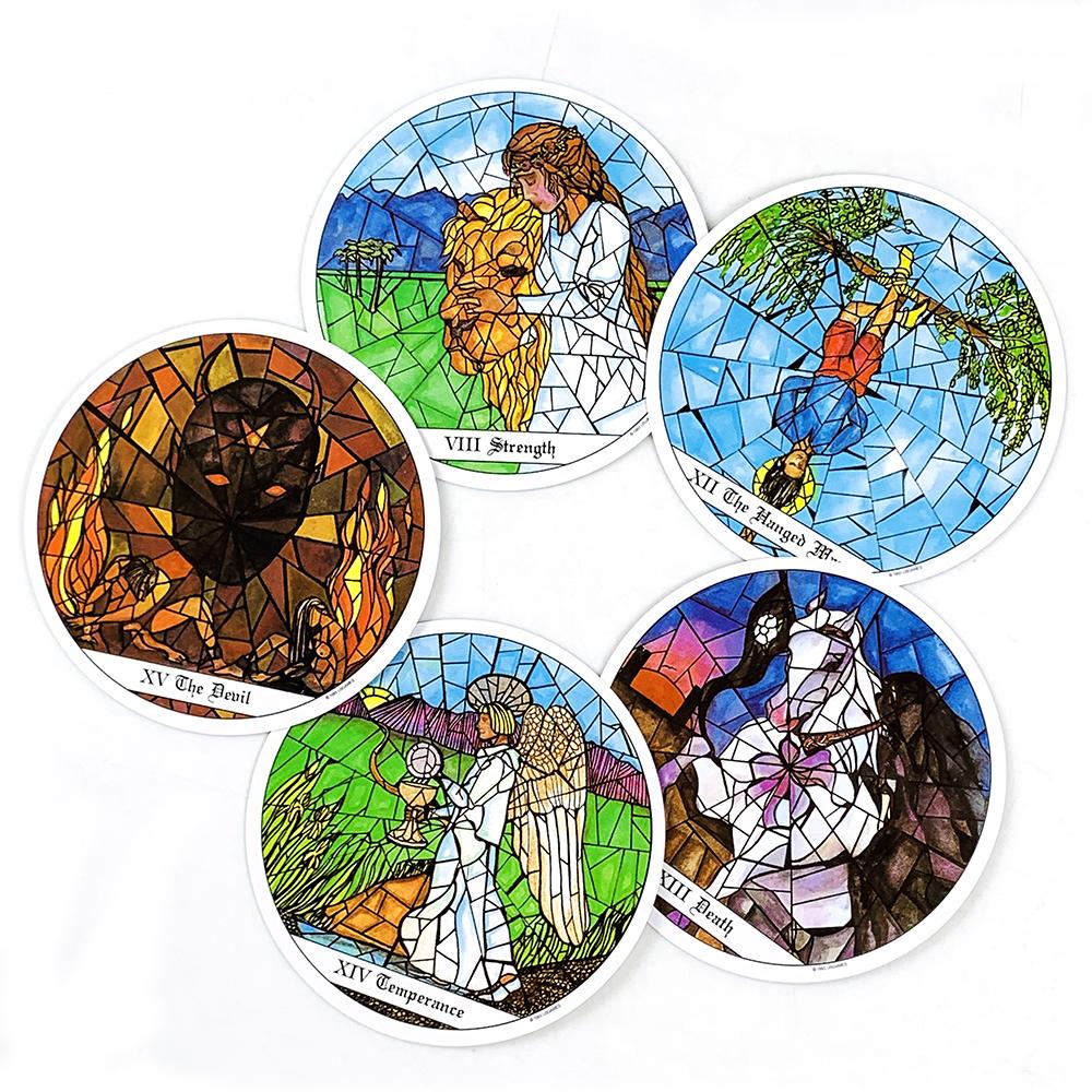A 78Pcs Round Tarot Cards Deck Playing English Version Predictive Divination Board Game Card Gifts Family Gathering Cards Game