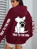 Talk To The Paw Cartoon Dog Printwomens Hoodies Loose Y2K Hoody Fleece Pocket Hoodie Autumn Multicolor Female Sportswear