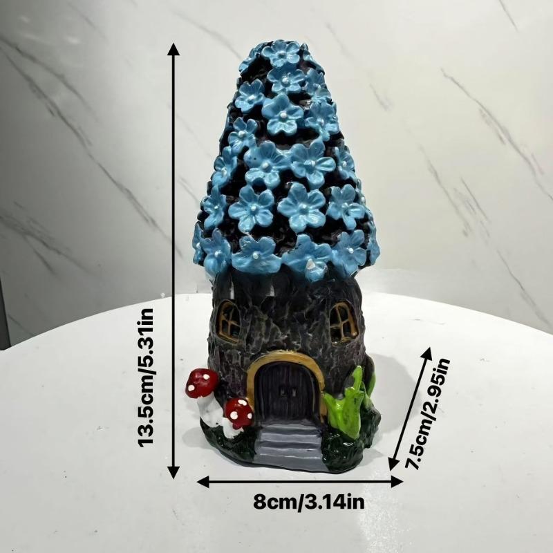 

Resin Mushroom House Ornaments, High-end and Niche Handicrafts, Christmas Decorations, Courtyard Gardens, Lawns Blue flower