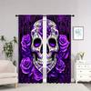 Purple Skull Rose Curtains Hd Digital Print Bedroom Study Office Window Decor Halloween Gothic Style Set Of 2 Made Polyester With Rod Pocket Sleeping