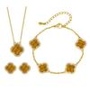 Jewelry Set Earrings Necklace Bracelet New Accessories Four Leaf Clover Natural Tiger Eye Stone Light Luxury Women's