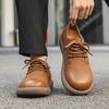 Fashion Breathable Lace-Up Flats for Men Soft Lightweight Walking Shoes Comfortable Business Dress Footwear Men's Leather Casual Shoes
