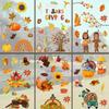 9 Sheets Thanksgiving Day Adhesive Electrostatic Stickers Decorations Decal Maple Leaf Larch Fruits Party Supplies